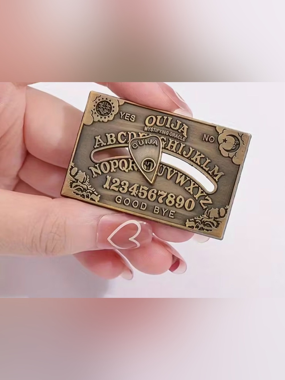 Ouija Board Game Brooch Pin Antique Brass Color with Adjustable Planchette NEW